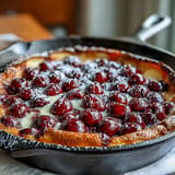 Warm, puffy French clafoutis bursting with sweet, tender fresh cherries.