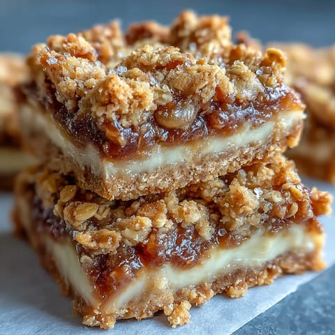 Freshly baked Rhubarb and Custard Crumble Bars showcase golden crumble topping over tangy red rhubarb and creamy vanilla custard layers.