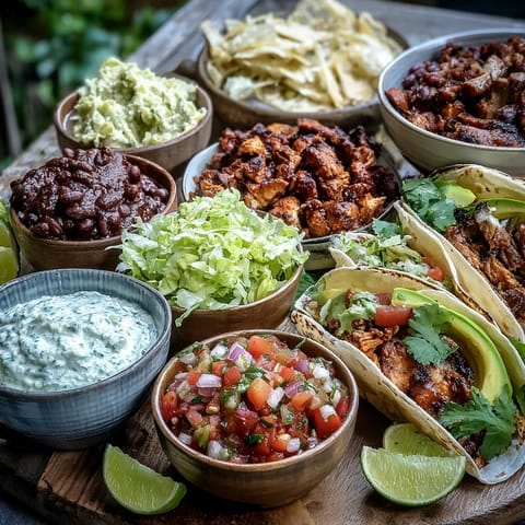 Fresh toppings and warm tortillas ready for building delicious DIY taco bar creations.