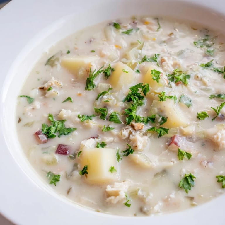 Steaming hot Clam Chowder, a classic recipe with chunks of vegetables and fresh clams.