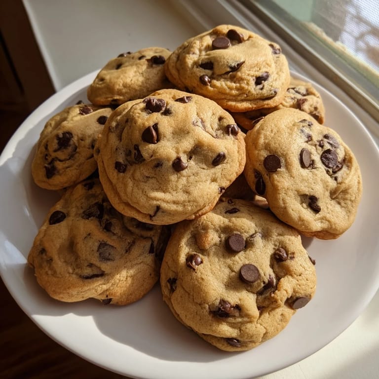 Golden brown chocolate chip cookies, each studded with melty chocolate, perfect for sharing and enjoying.