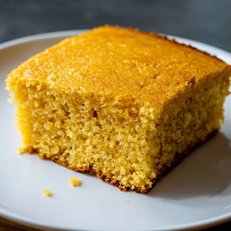 A close-up of warm, crumbly cornbread, delicious with melting butter, ideal for a side dish.