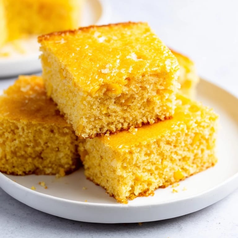 Homemade cornbread, baked to perfection with a slightly sweet flavor, perfect for a barbecue.