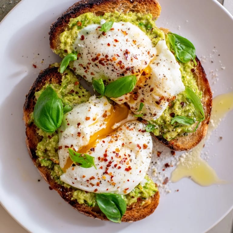 Fresh avocado mash and bubbling mozzarella topping a rustic sourdough tartine, drizzled with extra virgin olive oil.