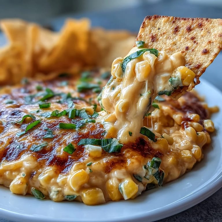 Golden Crack Corn Dip bubbling in a baking dish, topped with green onions and extra cheddar for a crowd-pleasing party appetizer.