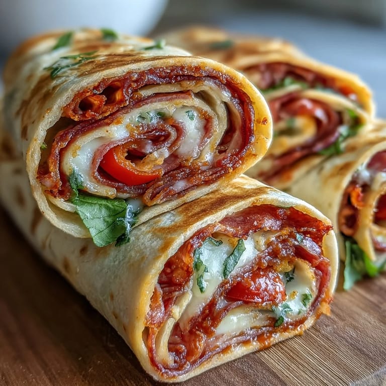 Savory Italian Sub Pinwheel Wraps featuring layers of deli meats, cheese, and peppers in soft tortillas.