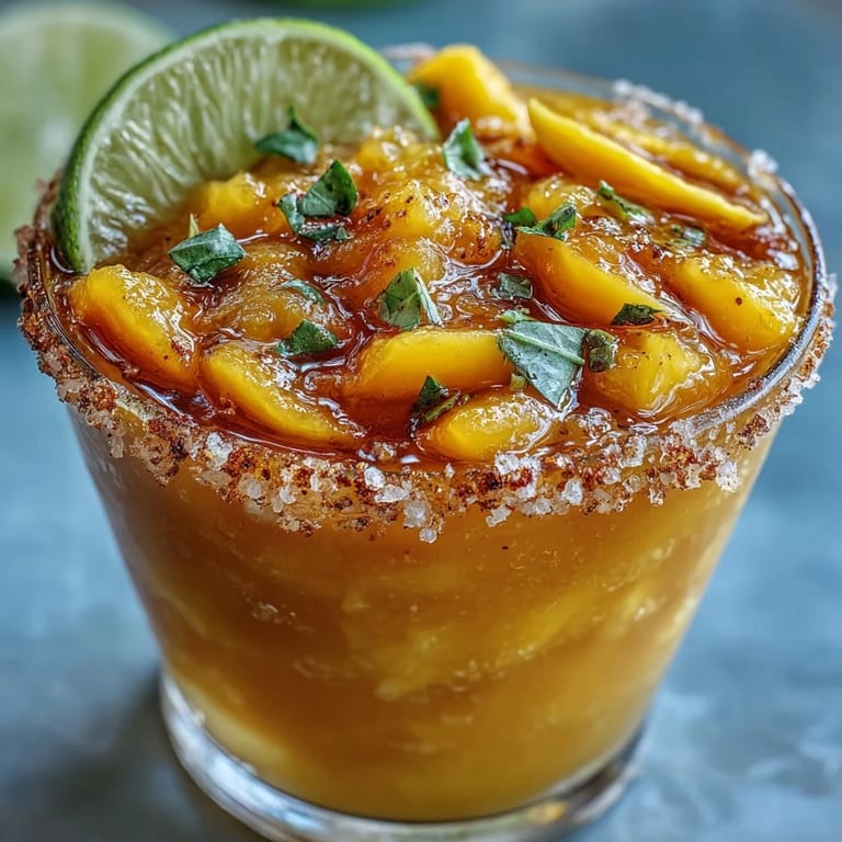 Creamy frozen mango margarita mocktail, a zesty blend of tropical fruit and lime, ideal for cooling off on hot days.