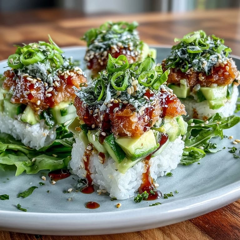 A delicious Crispy Rice Salad with Spicy Tuna, showcasing textures and flavors ready for a light meal.