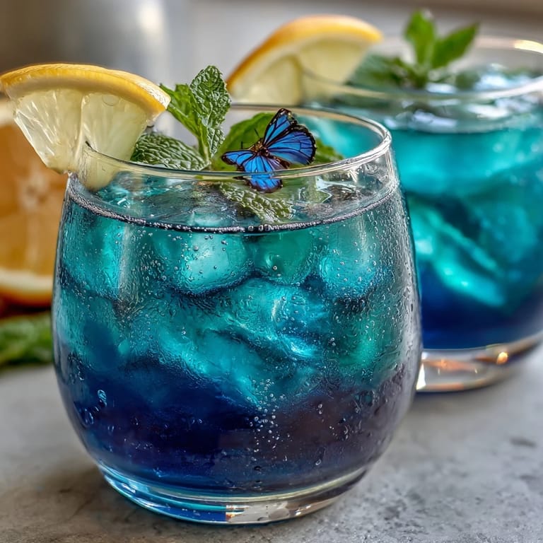 An easily made, refreshing Butterfly Pea Flower Lemonade turning purple with a lemon twist.