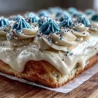 Festive vanilla sheet cake with creamy buttercream and Class of 2026 piping for graduation celebrations.  